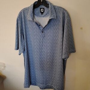 FootJoy FJ SZ:L Mens Blue Embroidered Golf Short Sleeve Polo Casual Activewear..